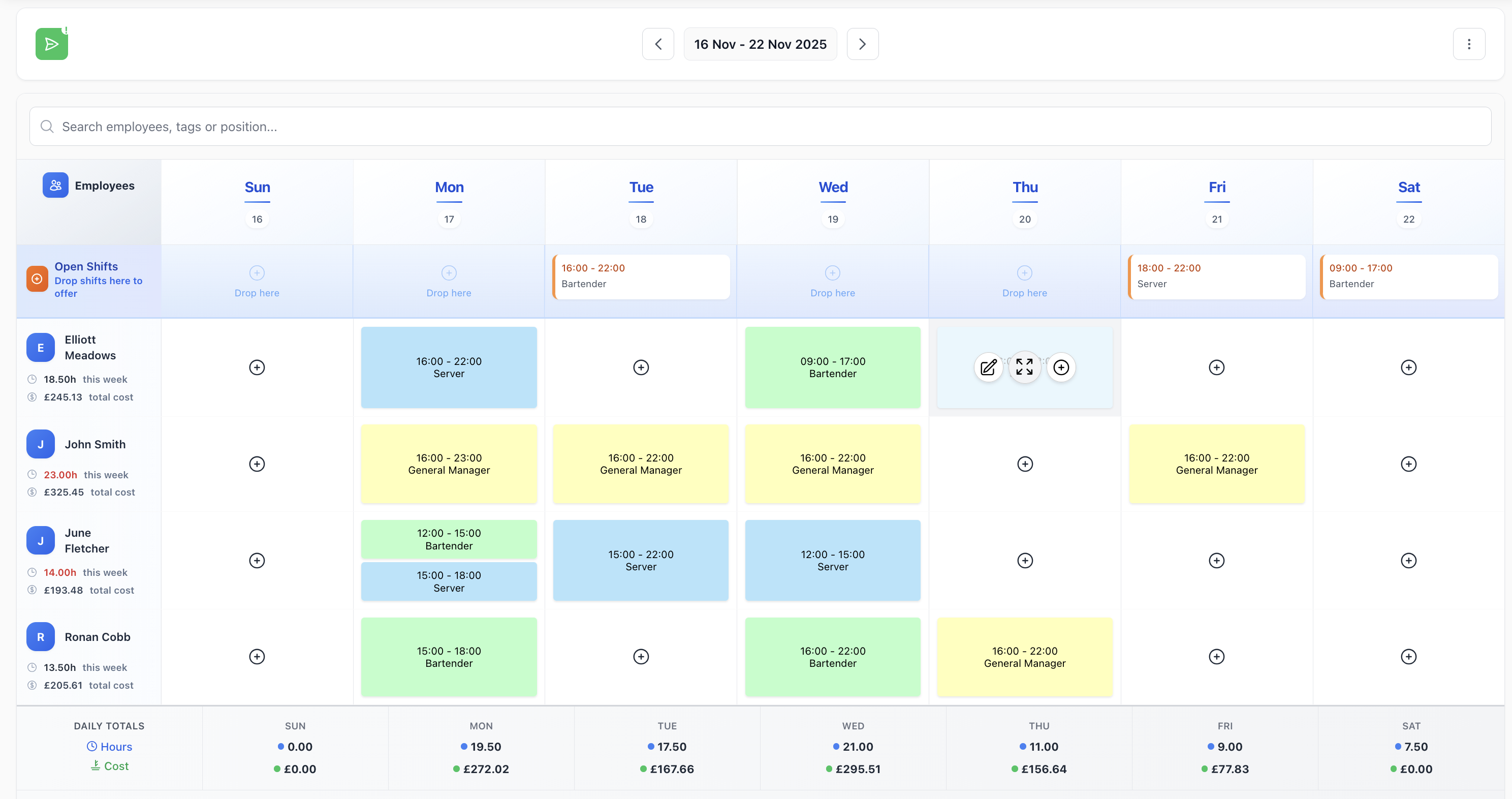 Rota123 Scheduling Interface Drag & Drop Staff Scheduling